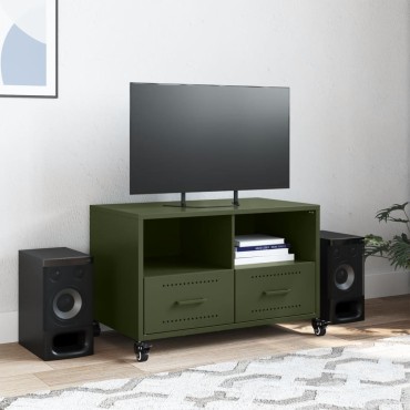 vidaXL Έπιπλο Τηλεόρασης Πράσινο Λαδί 68x39x43,5cm από Ατσάλι