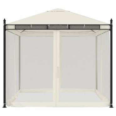 vidaXL Κιόσκι με Τοίχους από Δίχτυ Κρεμ 2,93x2,93 μ. από Ατσάλι