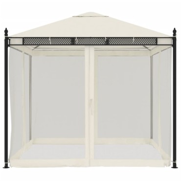 vidaXL Κιόσκι με Τοίχους από Δίχτυ Κρεμ 2,93x2,93 μ. από Ατσάλι