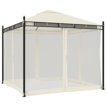 vidaXL Κιόσκι με Τοίχους από Δίχτυ Κρεμ 2,93x2,93 μ. από Ατσάλι
