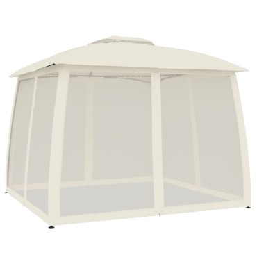 vidaXL Κιόσκι με Διπλούς Τοίχους/Δίχτυ Κρεμ 2,93x2,93 μ. από Ατσάλι