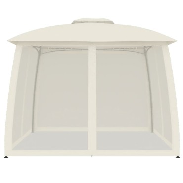 vidaXL Κιόσκι με Διπλούς Τοίχους/Δίχτυ Κρεμ 2,93x2,93 μ. από Ατσάλι