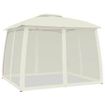 vidaXL Κιόσκι με Διπλούς Τοίχους/Δίχτυ Κρεμ 2,93x2,93 μ. από Ατσάλι