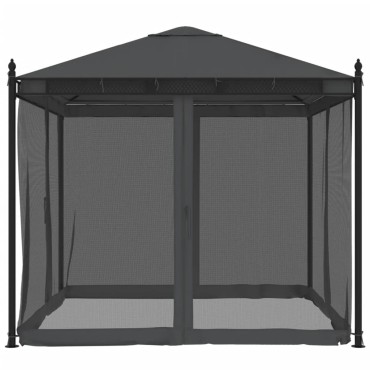 vidaXL Κιόσκι με Τοίχους από Δίχτυ Ανθρακί 2,93x2,93 μ. από Ατσάλι