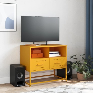 vidaXL Έπιπλο Τηλεόρασης Μουσταρδί Κίτρινο 68x39x60,5cm από Ατσάλι