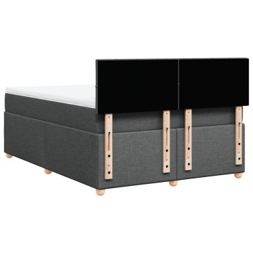 vidaXL Κρεβάτι Boxspring με Στρώμα Σκούρο Γκρι 140x190 εκ. Υφασμάτινο