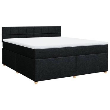 vidaXL Κρεβάτι Boxspring με Στρώμα Μαύρο 180x200cm Υφασμάτινο 1 τεμ. - Διπλό