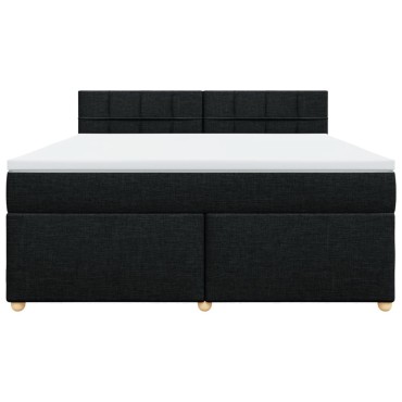 vidaXL Κρεβάτι Boxspring με Στρώμα Μαύρο 180x200cm Υφασμάτινο 1 τεμ. - Διπλό