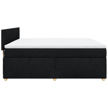 vidaXL Κρεβάτι Boxspring με Στρώμα Μαύρο 180x200cm Υφασμάτινο 1 τεμ. - Διπλό