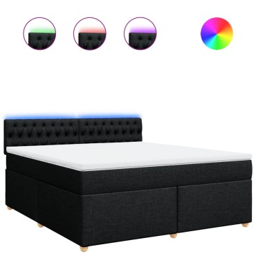 vidaXL Κρεβάτι Boxspring με Στρώμα Μαύρο 180x200cm Υφασμάτινο 1 τεμ. - Διπλό