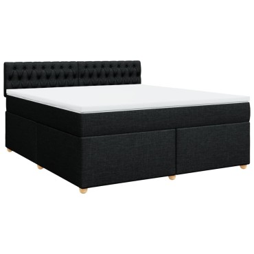 vidaXL Κρεβάτι Boxspring με Στρώμα Μαύρο 180x200cm Υφασμάτινο 1 τεμ. - Διπλό
