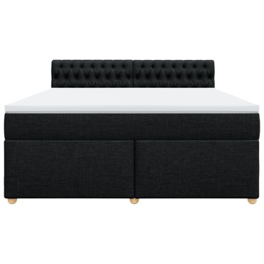 vidaXL Κρεβάτι Boxspring με Στρώμα Μαύρο 180x200cm Υφασμάτινο 1 τεμ. - Διπλό