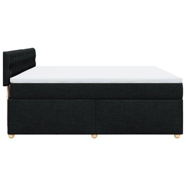 vidaXL Κρεβάτι Boxspring με Στρώμα Μαύρο 180x200cm Υφασμάτινο 1 τεμ. - Διπλό