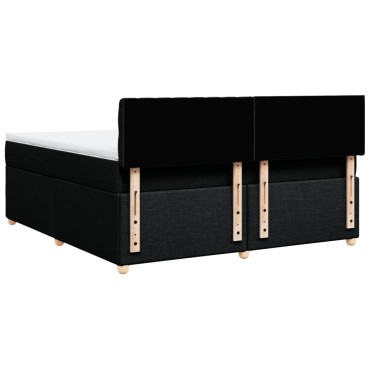 vidaXL Κρεβάτι Boxspring με Στρώμα Μαύρο 180x200cm Υφασμάτινο 1 τεμ. - Διπλό