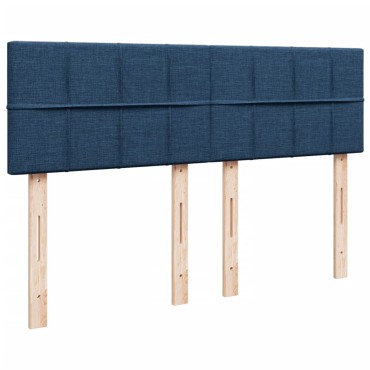 vidaXL Κρεβάτι Boxspring με Στρώμα Μπλε 140x200 εκ. Υφασμάτινο