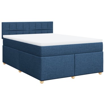 vidaXL Κρεβάτι Boxspring με Στρώμα Μπλε 140x200 εκ. Υφασμάτινο