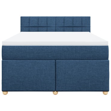 vidaXL Κρεβάτι Boxspring με Στρώμα Μπλε 140x200 εκ. Υφασμάτινο