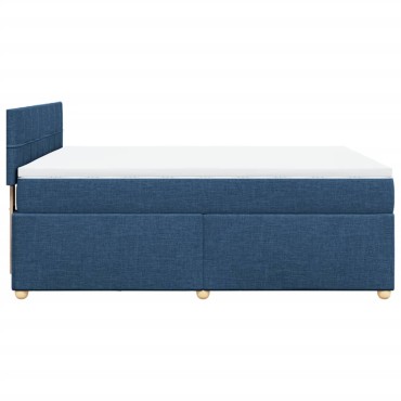 vidaXL Κρεβάτι Boxspring με Στρώμα Μπλε 140x200 εκ. Υφασμάτινο