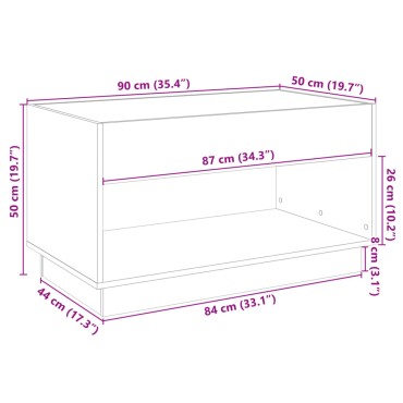 vidaXL Τραπεζάκι Σαλονιού Άπειρο Φως LED Sonoma Δρυς 90x50x50cm 1 τεμ.