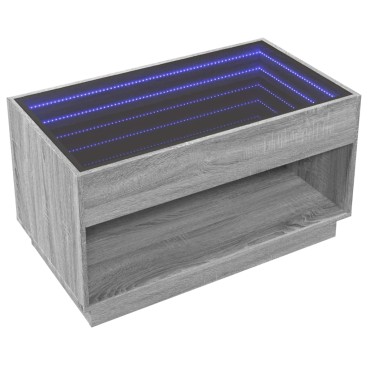 vidaXL Τραπεζάκι Σαλονιού Άπειρο Φως LED Γκρι Sonoma 90x50x50cm 1 τεμ.