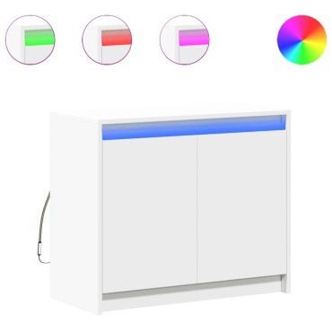 vidaXL Μπουφές με Φώτα LED Λευκός 72x34x61cm από Επεξεργασμένο Ξύλο 1 τεμ.