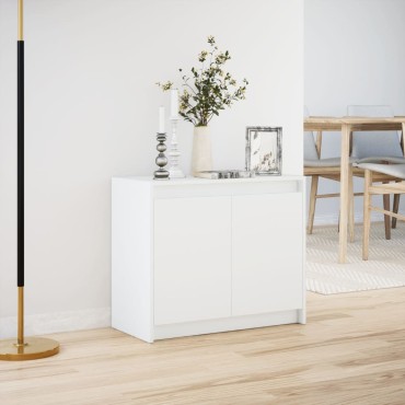 vidaXL Μπουφές με Φώτα LED Λευκός 72x34x61cm από Επεξεργασμένο Ξύλο 1 τεμ.