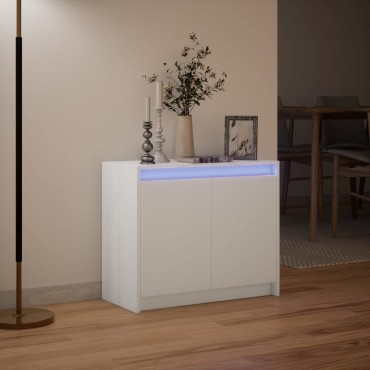 vidaXL Μπουφές με Φώτα LED Λευκός 72x34x61cm από Επεξεργασμένο Ξύλο 1 τεμ.