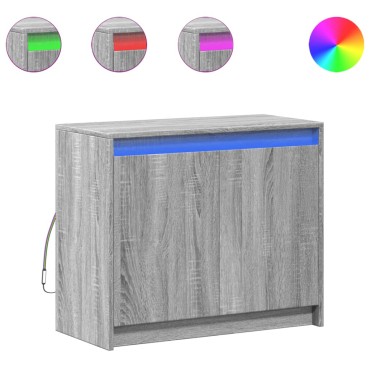 vidaXL Ντουλάπι με Φώτα LED Γκρι Sonoma 72x34x61cm Επεξεργασμένο Ξύλο 1 τεμ.