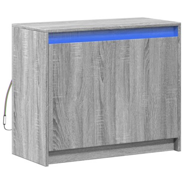 vidaXL Ντουλάπι με Φώτα LED Γκρι Sonoma 72x34x61cm Επεξεργασμένο Ξύλο 1 τεμ.