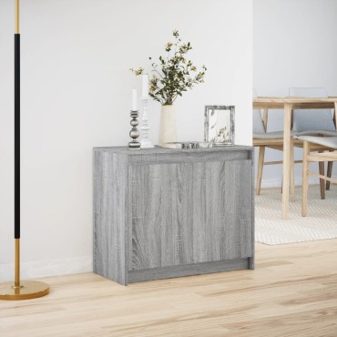 vidaXL Ντουλάπι με Φώτα LED Γκρι Sonoma 72x34x61cm Επεξεργασμένο Ξύλο 1 τεμ.