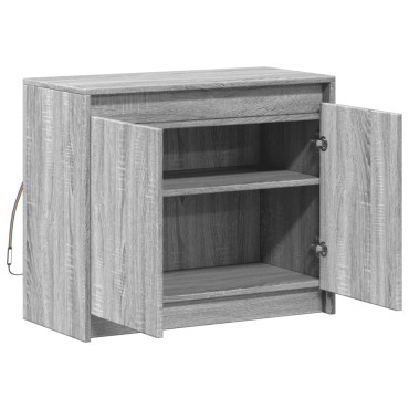 vidaXL Ντουλάπι με Φώτα LED Γκρι Sonoma 72x34x61cm Επεξεργασμένο Ξύλο 1 τεμ.