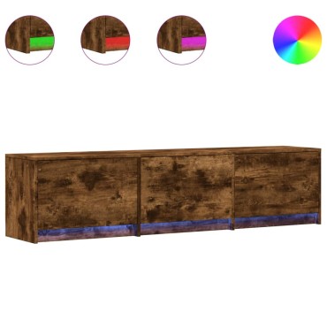 vidaXL Έπιπλο Τηλεόρασης με LED Καπνιστή Δρυς 165x34x40cm Επεξ. Ξύλο