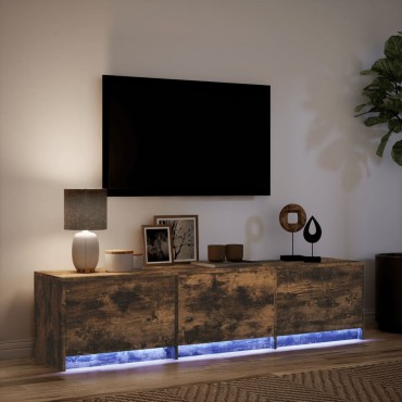 vidaXL Έπιπλο Τηλεόρασης με LED Καπνιστή Δρυς 165x34x40cm Επεξ. Ξύλο