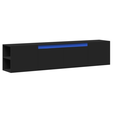 vidaXL Έπιπλο Τοίχου Τηλεόρασης με LED Μαύρο 180x31x39,5cm