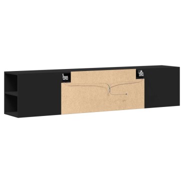 vidaXL Έπιπλο Τοίχου Τηλεόρασης με LED Μαύρο 180x31x39,5cm