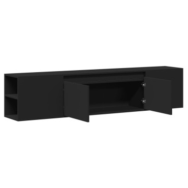 vidaXL Έπιπλο Τοίχου Τηλεόρασης με LED Μαύρο 180x31x39,5cm