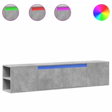 vidaXL Έπιπλο Τηλεόρασης με LED Γκρι Σκυροδέματος 180x31x39,5cm