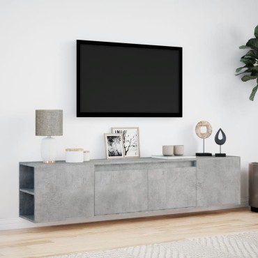 vidaXL Έπιπλο Τηλεόρασης με LED Γκρι Σκυροδέματος 180x31x39,5cm