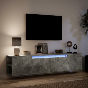 vidaXL Έπιπλο Τηλεόρασης με LED Γκρι Σκυροδέματος 180x31x39,5cm