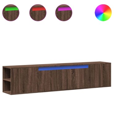 vidaXL Έπιπλο Τοίχου Τηλεόρασης με LED Καφέ Δρυς 180x31x39,5cm