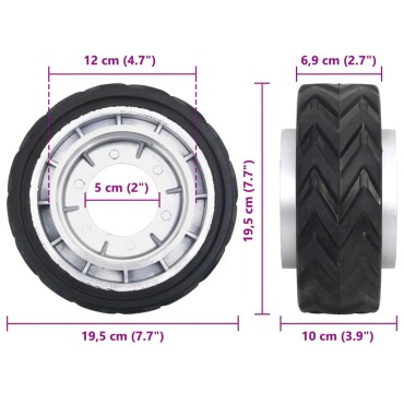 vidaXL Τροχός για Ποδαράκι Τρέιλερ Ø19,5x10εκ. από Αλουμίνιο/Καουτσούκ