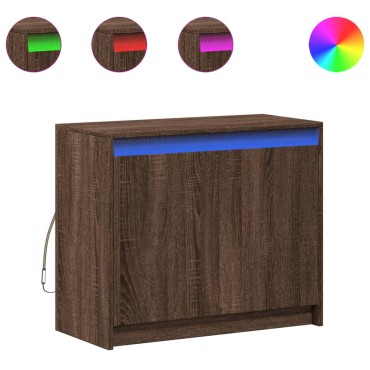 vidaXL Ντουλάπι με Φώτα LED Καφέ Δρυς 72x34x61cm Επεξεργασμένο Ξύλο 1 τεμ.