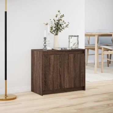 vidaXL Ντουλάπι με Φώτα LED Καφέ Δρυς 72x34x61cm Επεξεργασμένο Ξύλο 1 τεμ.