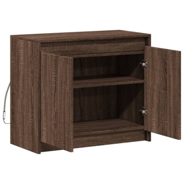 vidaXL Ντουλάπι με Φώτα LED Καφέ Δρυς 72x34x61cm Επεξεργασμένο Ξύλο 1 τεμ.