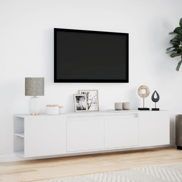 vidaXL Έπιπλο Τοίχου Τηλεόρασης με LED Λευκό 180x31x39,5cm