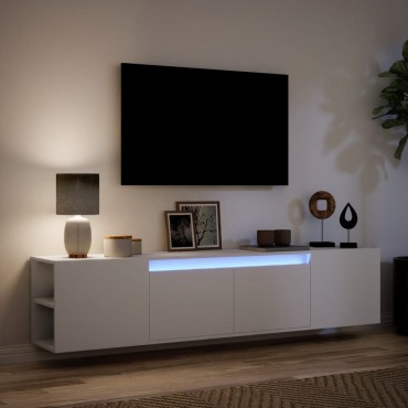 vidaXL Έπιπλο Τοίχου Τηλεόρασης με LED Λευκό 180x31x39,5cm