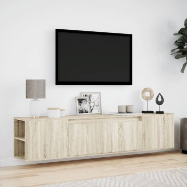 vidaXL Έπιπλο Τοίχου Τηλεόρασης με LED Sonoma Δρυς 180x31x39,5cm
