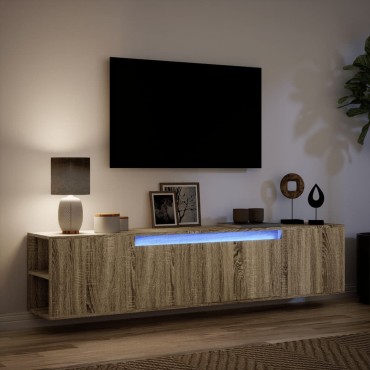 vidaXL Έπιπλο Τοίχου Τηλεόρασης με LED Sonoma Δρυς 180x31x39,5cm
