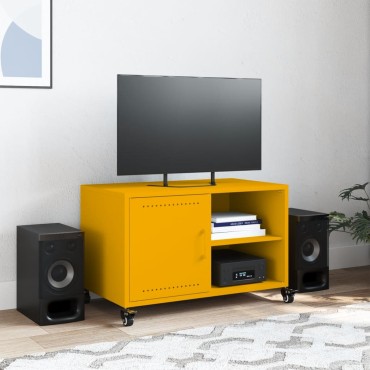 vidaXL Έπιπλο Τηλεόρασης Μουσταρδί Κίτρινο 68x39x43,5cm από Ατσάλι