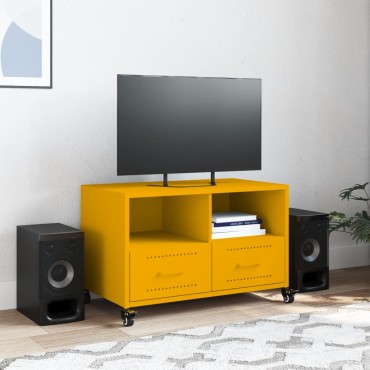 vidaXL Έπιπλο Τηλεόρασης Μουσταρδί Κίτρινο 68x39x43,5cm από Ατσάλι